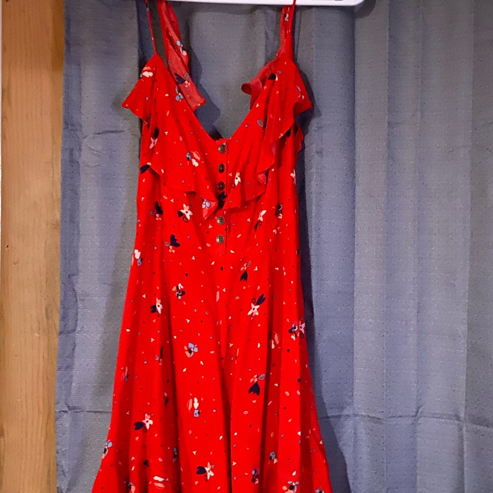 Red sundress really pretty in color and on